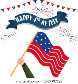 easy to edit vector illustration of Holiday celebration background for 4th of July Happy Independence Day of America