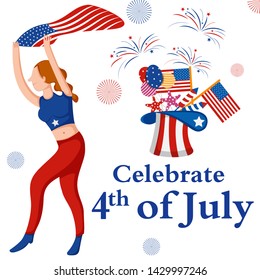easy to edit vector illustration of Holiday celebration background for 4th of July Happy Independence Day of America