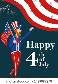 easy to edit vector illustration of Holiday celebration background for 4th of July Happy Independence Day of America