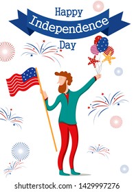 easy to edit vector illustration of Holiday celebration background for 4th of July Happy Independence Day of America