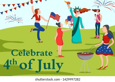 easy to edit vector illustration of Holiday celebration background for 4th of July Happy Independence Day of America