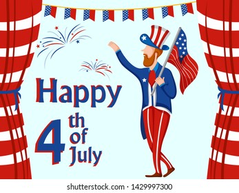 easy to edit vector illustration of Holiday celebration background for 4th of July Happy Independence Day of America