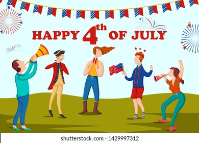 easy to edit vector illustration of Holiday celebration background for 4th of July Happy Independence Day of America