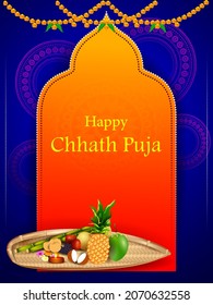 easy to edit vector illustration of holiday background of traditional Chhath Festival of Bihar, Bengal and Nepal