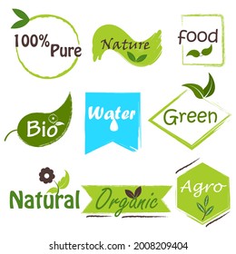easy to edit vector illustration of icon and symbol of recycle, organic, ecofriendly, pure, green, bio and agro natural tag for packaging and labelling