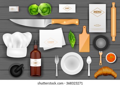 easy to edit vector illustration of identity branding mockup for chef