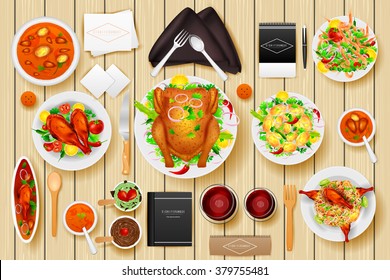 Easy To Edit Vector Illustration Of Identity Branding Mockup For Dinner Table