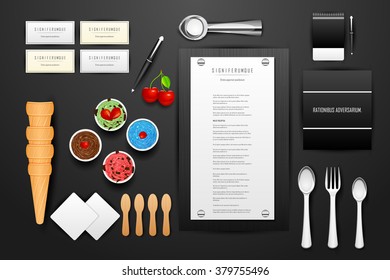 easy to edit vector illustration of identity branding mockup for ice cream parlor
