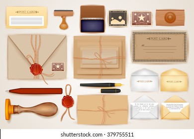 easy to edit vector illustration of identity branding mockup for postal service