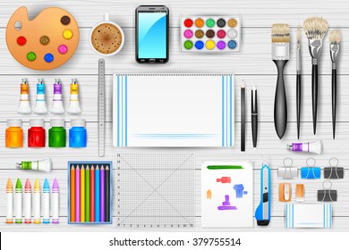 easy to edit vector illustration of identity branding mockup for painting