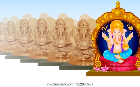 easy to edit vector illustration of idol of Lord Ganesha for Happy Ganesh Chaturthi