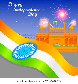 easy to edit vector illustration of India background with Red Fort