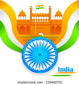 easy to edit vector illustration of India background with Red Fort