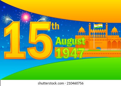 easy to edit vector illustration of India background with Red Fort