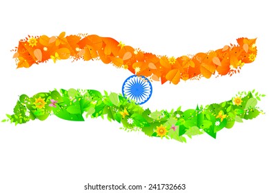 easy to edit vector illustration of India flag with tricolor leaf