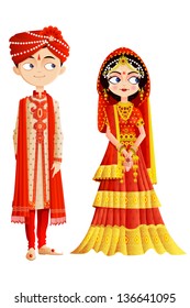 easy to edit vector illustration of Indian wedding couple