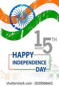 easy to edit vector illustration of Indian Flag on Happy Independence Day of India background