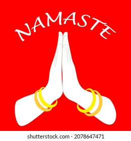 easy to edit vector illustration Indian womans hand greeting posture of namaste