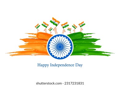 fácil de editar ilustración vectorial de la bandera india en el feliz Día de la Independencia de India de fondo