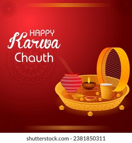 fácil de editar ilustración vectorial de los antecedentes del festival indio Karva Chauth celebrado por mujeres hindúes