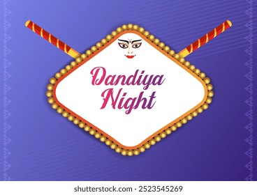 easy to edit vector illustration of Indian people dancing Garba dance for Dandiya Disco Night event on Navratri Dussehra festival of India