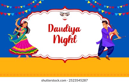 fácil de editar ilustração vetorial do povo indiano dançando Garba dance para Dandiya Disco Night evento no festival Navratri Dussehra da Índia