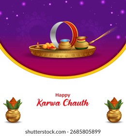easy to edit vector illustration of Indian festival background Karva Chauth celebrated by Hindu women