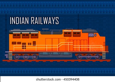 easy to edit vector illustration of Indian Railway Train representing colorful India