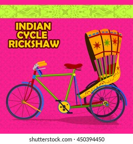 fácil de editar ilustración vectorial del ciclo indio Rickshaw que representa la colorida India