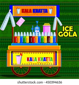 easy to edit vector illustration of Indian (Kala Khatta) Ice Gola cart representing street food of India