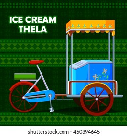 easy to edit vector illustration of Indian Ice cream cart representing colorful India