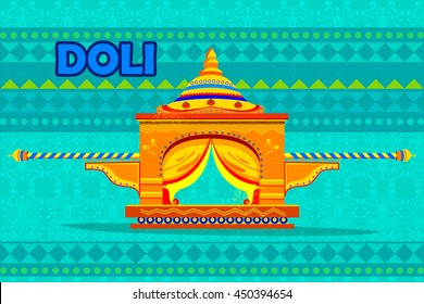 easy to edit vector illustration of Indian Palki (Palanquin) representing colorful India