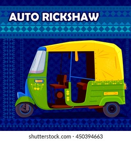 easy to edit vector illustration of Indian Auto Rickshaw representing colorful India