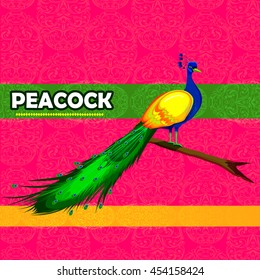 easy to edit vector illustration of Indian Peacock representing colorful India