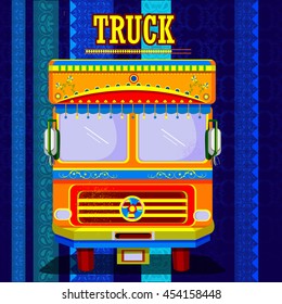 easy to edit vector illustration of Indian Truck representing colorful India