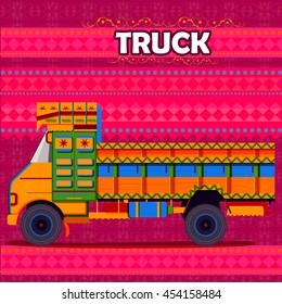 easy to edit vector illustration of Indian Truck representing colorful India