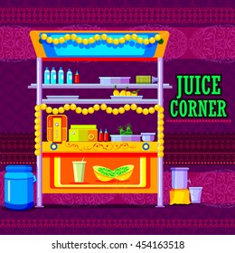 easy to edit vector illustration of Indian Juice Cart representing colorful India