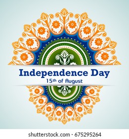 easy to edit vector illustration of Indian Flag tricolor floral design on Happy Independence Day of India background