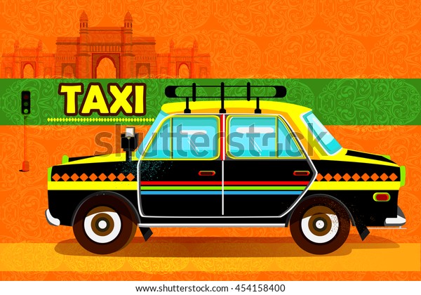 easy to edit vector illustration of Indian Taxi\
representing colorful\
India