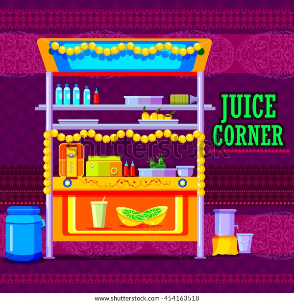 カラフルなインドを表すインドのジュースカートのベクターイラストを簡単に編集できる のベクター画像素材 ロイヤリティフリー