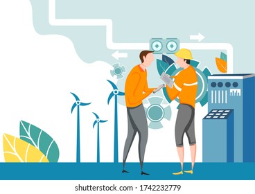 easy to edit vector illustration of industrial plant and manufacturing business production or maintenance concept