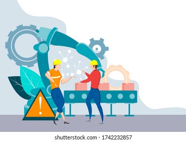 easy to edit vector illustration of industrial plant and manufacturing business production or maintenance concept