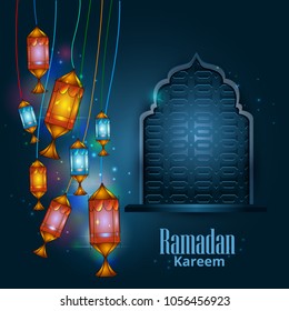 easy to edit vector illustration of Islamic celebration background with text Ramadan Kareem