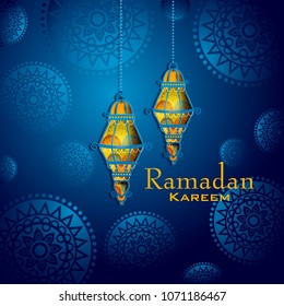 easy to edit vector illustration of Islamic celebration background with text Ramadan Kareem