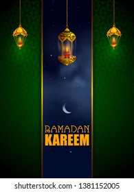 easy to edit vector illustration of Islamic celebration background with text Ramadan Kareem