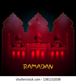 easy to edit vector illustration of Islamic celebration background with text Ramadan Kareem