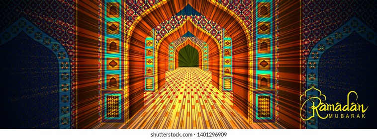 easy to edit vector illustration of Islamic celebration background with text Ramadan Kareem