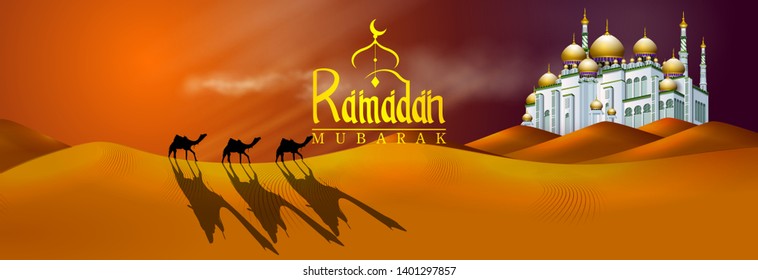easy to edit vector illustration of Islamic celebration background with text Ramadan Kareem