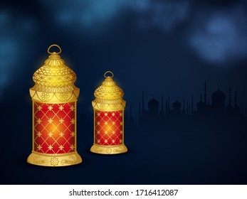 fácil editar ilustración vectorial de fondo de celebración islámica con texto Ramadan Kareem