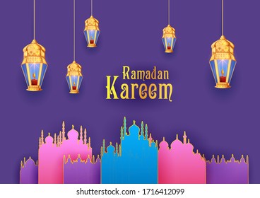 easy to edit vector illustration of Islamic celebration background with text Ramadan Kareem